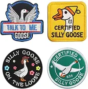 [Zcketo] 4 Pcs Certified Goose Hook and Loop Funny Patch,Cute Meme Morale Patch, Goose on Loose Embroidered Patch, DIY Applique for Backpacks, Gym Bags, Hats, Helmets,Dog Harnesses, Vests,Clothes
