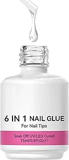 Djowyh Nail Gel Builder, Gel Builder for Nails, Rhinestone Glue, 6-in-1 Building Gel Primer Shape Extension Glue Base Coat for Home Salon Manicure