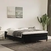 vidaXL Box Spring Bed with Mattress & Topper - Double Size 137x187 cm - Black Velvet Upholstery - Soft and Luxurious Fabric