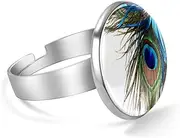 [FVQL] Stainless Steel Ring for Girls, Peacock feather pattern