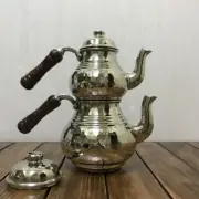 Teapot Set Small Hammered Copper, Turkish Double Tea Kettle Ottoman Style