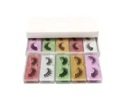 10 Pairs of 3D False Eyelashes Multicolor Base Card Mixed Natural Eyelash Set