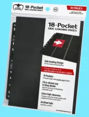 10 ULTIMATE GUARD BLACK 18-POCKET SIDE LOADING Card Pages Storage Sheets Binder