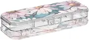 [Amooorous] Flowers Washpainting Designed Clear Pencil Box Plastic Double Layer Transparent Pens Case Boxes For Craft Art With Snap-Tight Lid