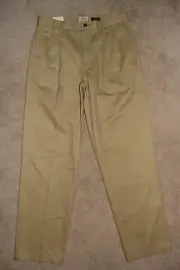 New Mens St Johns Bay Pants 34 X 34 Tan Classic Fit Worry Free Chino Pleated