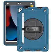 Armor-X (RIN Series) RainProof Military Grade Rugged iPad Case for iPad 10.2" (9/8/7th Gen) -(Blue) With Pen Holder, Hand Strap, Kick-Stand & Shoulder Strap [RIN-iPad-N4-SX-BL]