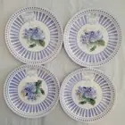 4ct Shabby Chic Heavy Melamine Salad Plate Set Floral Lavender Blue 9” Hydrangea