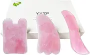 Rosejoice Pink Rose Quartz Gua Sha Board for Facial Skincare,100% Natural Healing Stone GuaSha Tools for Anti-Aging Anti-Wrinkles,Lifting Your Face and Iymphatic Drainage (3 Packs)