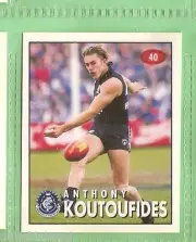 1996 AFL SELECT STICKER #40 ANTHONY KOUTOUFIDES, CARLTON BLUES