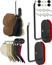 2-Pack Adhesive Hat Holder Hooks Baseball Cap Rack for Wall Door