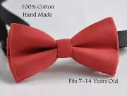 Boy Teenage 100% Cotton Brick RED Bow Tie Bowtie Party Wedding 7-14 Years Old
