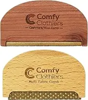 Comfy Clothiers Cedar Wood Cashmere Comb & Beech Wood Sweater Shaver Comb Combo Pack (One of Each Type) – Multi-Fabric Shaver Removes Pills, Fuzz and Lint from Garments