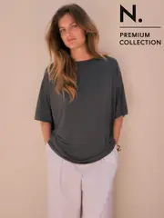 Dark Grey Relaxed Fit Premium Modal Boxy T-Shirt (AV7691) | $45