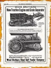 1906 Wood Brothers Thresher & Traction Engine New Metal Sign: 12x16" Ships Free