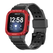 Watch Band with Protective Frame Uni-body Shockproof TPU Strap For Fitbit Versa 2/3 Versa Lite/Sense-Black Blue