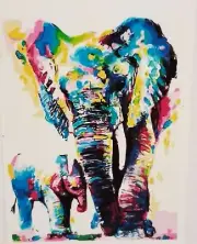 Paint By Number DIY Painting Kit Elephant & Calf Animal Canvas Art