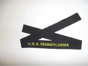 b3322 US Navy Hat Tally U.S.S. Pennsylvania USS Battleship BB 38 IR31C
