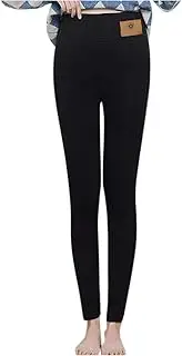 [Generic] Fleece Lined Leggings for Women Thick Soft High Waisted Yoga Pants Black Tummy Control Thermal Warm Velvet Pants