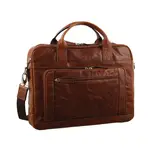 Pierre Cardin Italian Leather 15" Laptop Briefcase Bag (Chestnut)
