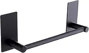 Adhesive Black Towel Bar 9-inch, Stick On Bath Towel Rack, Hand Towel Holders, No Drilling on Wall - Black