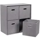 BirdRock Home 4 Cube Organizer Shelf 23" H X 11.6" W, Linen Fabric+Storage Bins