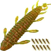 Pristis 10 pcs Chariot Bug Soft Lures, Wacky Worms Baits for Bass Fishing, Plastic Insect Swimbait Set for Texas Weightless Finesse Rig Kit Gear Saltwater Freshwater