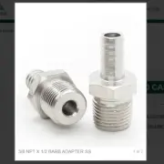 3/8 NPT X 1/2 BARB ADAPTER SS # S27-86