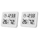 Digital Thermometer Humidity Meter with Clock LCD Display Gauge for Home Room