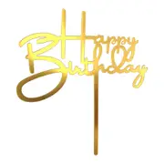 10pcs Happy Birthday Cake Topper For Party Decorations Mirror Gold Acrylic