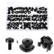 50 Pcs Rack Mount Screws and Nuts Cage Kit Square Hole with Insert