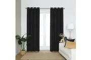 Juno Eyelet Blockout Curtain (Black) (W140cm x D223cm)