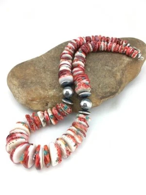 Native American Spiny Oyster Graduated Necklace | Navajo | 21" | 4719