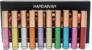 JulyCrab 10 Color Glitter Liquid Eyeliner Set Metallic Shimmer Sparkling Eyeliners Waterproof Long-lasting