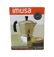 Imusa Aluminum stovetop Espresso Maker makes up to 6 cups cool touch handle NIB