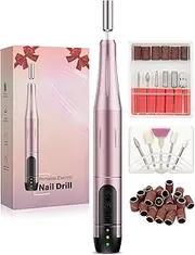 Ruaeoda Cordless Nail Drill Electric File: Professional for Acrylic Gel Dip Powder Nails Portable Nail Drill Machine Kit for Manicure Pedicure Nail efile Set Portable Electric Pedicure Kit