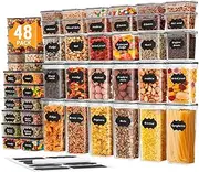 HEY BANK Airtight Food Storage Container - 48pcs Kitchen Storage & Organisation Set with Lids, BPA Free Pantry Storage Containers Organiser for Cereal, Flour, Sugar, Dry and Wet Food, Includes Labels