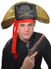 Pirate Captain Adults Black and Gold Costume Hat