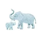 3D Crystal Puzzle: Elephant & Baby (white)