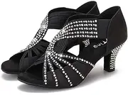 [YYTing] Swarovski Rhinestones Ballroom Dance Shoes Women Latin Salsa Practice Wedding Indoor Shoes 2.5in Heels YT05