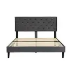Levede Bed Frame Queen Size Mattress Grey mdf,polyester,velvet Queen Bed Frames