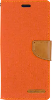 Goospery Canvas Diary For Galaxy S10e in Black, Blue, Green, Grey, Orange, Pink, Red - Orange