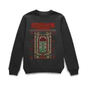 Stranger Things Creel House Window Christmas Jumper - Black