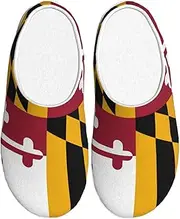 [EdWal] Maryland State Flag print Winter Warm Slippers Indoor Anti-skid Plush Slippers Relaxing at Home for Women Men