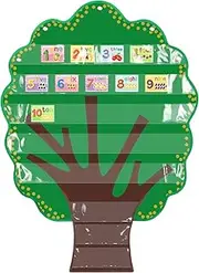 Fuutreo Tree Pocket Chart Over 3 Feet Tall with 8 Large Pockets, Hanging Classroom Pocket Chart with 10 Dry Erase Cards for Sight, Classroom Activities Teacher and Education Supplies