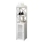 Waterproof Toilet Bathroom Corner Side Shelf Cabinet Stand Big Storage White #2