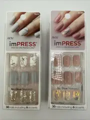 KISS No Glue Mani PressOn Nails Color Short Size Yeah Boy & Harlem Shake