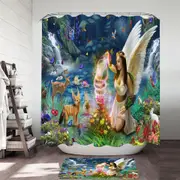 Fairy Tale Forest with a Beautiful Fairy Goddess Shower Curtain