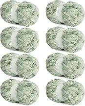 Chunky Chenille Yarn for Hand Knitting,Fluffy Plush Thick Yarn for Arm Knitting,Super Bulky Giant Yarn,Big Soft Speckle Yarn for Crocheting,8 Jumbo Pack,Sage Green (29 yds,7.5 oz Each Skein)