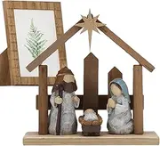 Christmas Nativity Scene - Christmas Craft Nativity Manger Decor,Nativity Scene Indoor, Christmas Tabletop Ornament, Christmas Religious Statue Decor for Desk Bedroom Dining Table