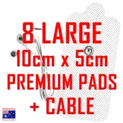 Omron compatible TENS MACHINE ELECTRODE PADS CABLE + 10cm x 5cm x 8 LARGE PADS